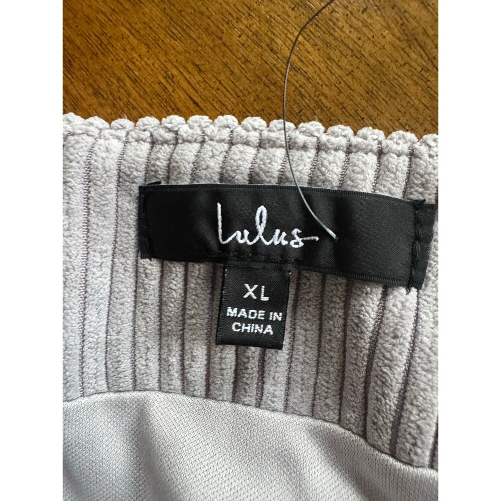 NWT Lulus High Class Corduroy Mini Skirt Gray XL Ribbed A-Line - Picture 5 of 8